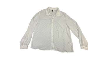 H&M Divided White Swiss Dot Sheer Button Down Long Sleeve Blouse Size S